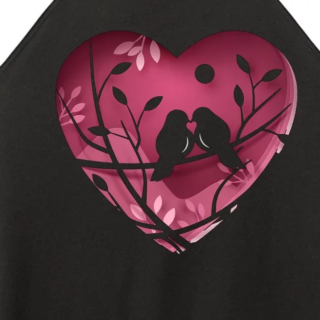 Love Birds Hollow Heart Women’s Perfect Tri Rocker Tank