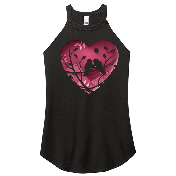 Love Birds Hollow Heart Women’s Perfect Tri Rocker Tank