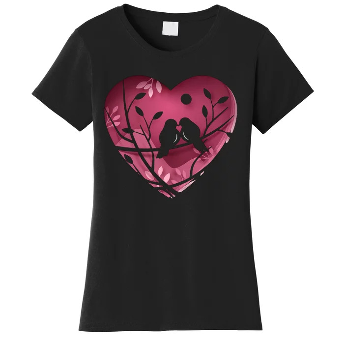 Love Birds Hollow Heart Women's T-Shirt