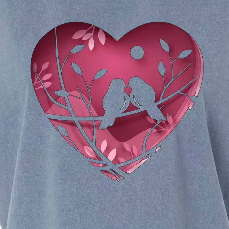 Love Birds Hollow Heart Garment-Dyed Women's Muscle Tee