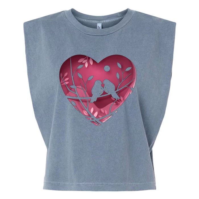 Love Birds Hollow Heart Garment-Dyed Women's Muscle Tee