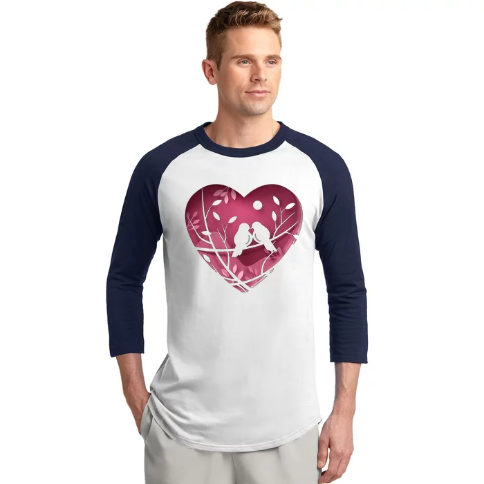 Love Birds Hollow Heart Baseball Sleeve Shirt