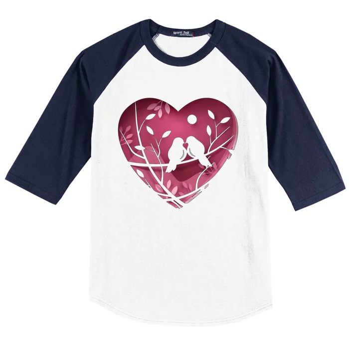 Love Birds Hollow Heart Baseball Sleeve Shirt