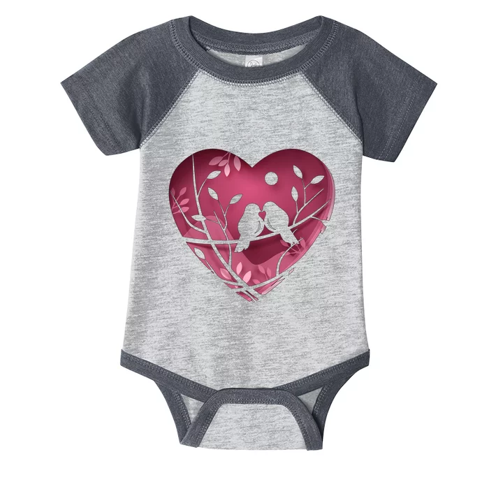 Love Birds Hollow Heart Infant Baby Jersey Bodysuit