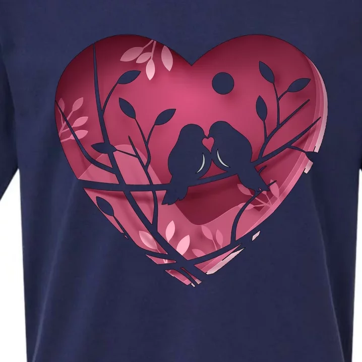 Love Birds Hollow Heart Sueded Cloud Jersey T-Shirt