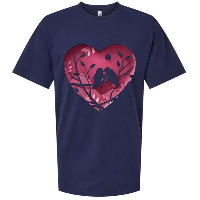 Love Birds Hollow Heart Sueded Cloud Jersey T-Shirt