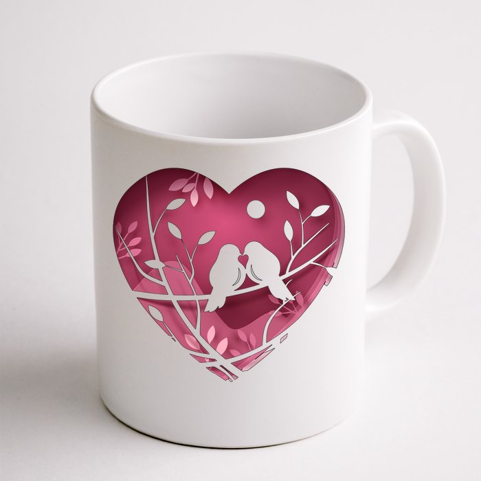 Love Birds Hollow Heart Front & Back Coffee Mug