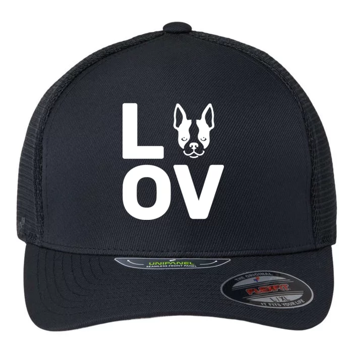 Love Boston Terrier Flexfit Unipanel Trucker Cap