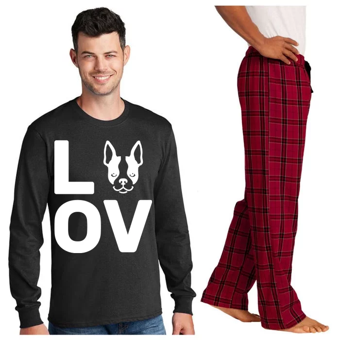 Love Boston Terrier Long Sleeve Pajama Set