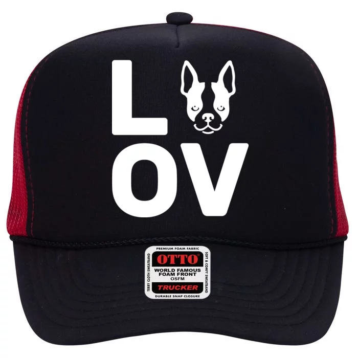 Love Boston Terrier High Crown Mesh Trucker Hat