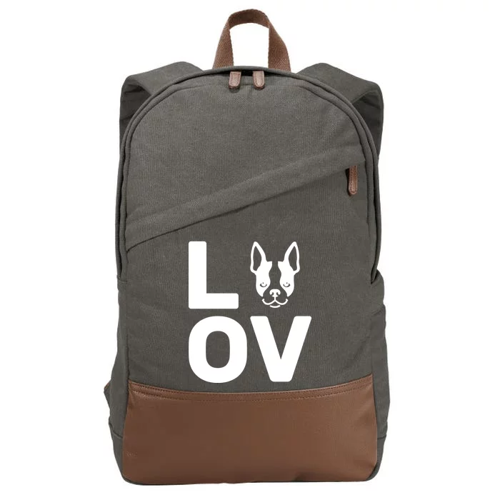 Love Boston Terrier Cotton Canvas Backpack