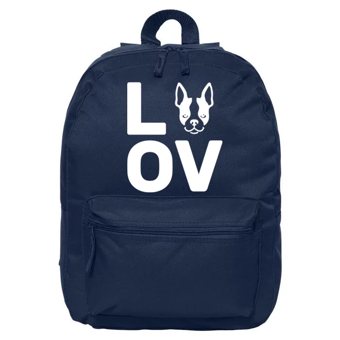 Love Boston Terrier 16 in Basic Backpack