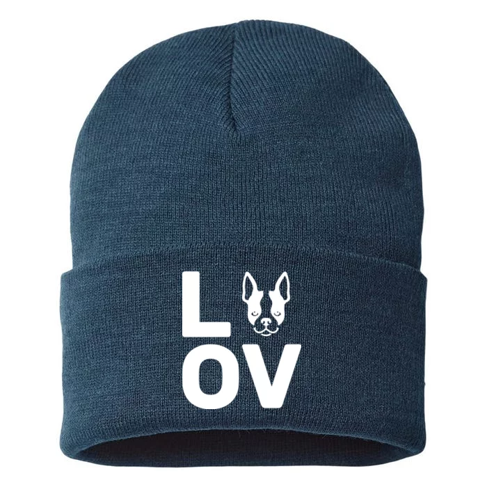 Love Boston Terrier Sustainable Knit Beanie