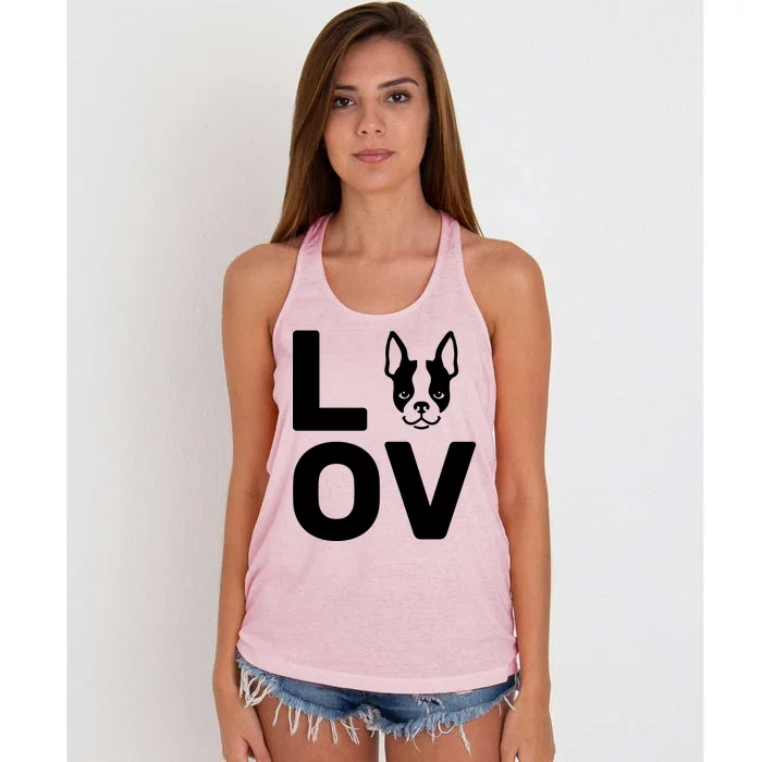 Love Boston Terrier Women's Knotted Racerback Tank