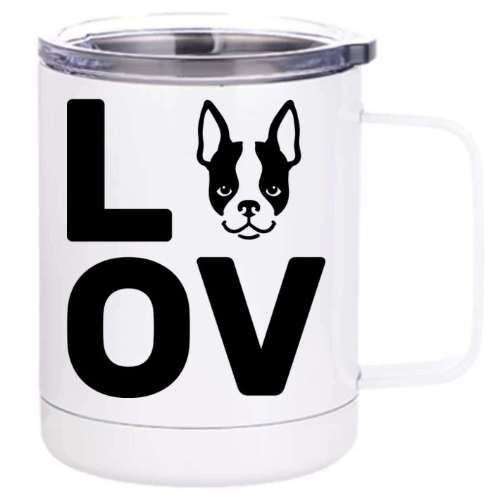 Love Boston Terrier Front & Back 12oz Stainless Steel Tumbler Cup