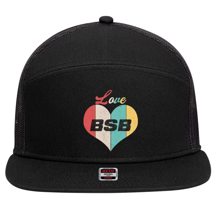 Love BSB Vintage Music 7 Panel Mesh Trucker Snapback Hat