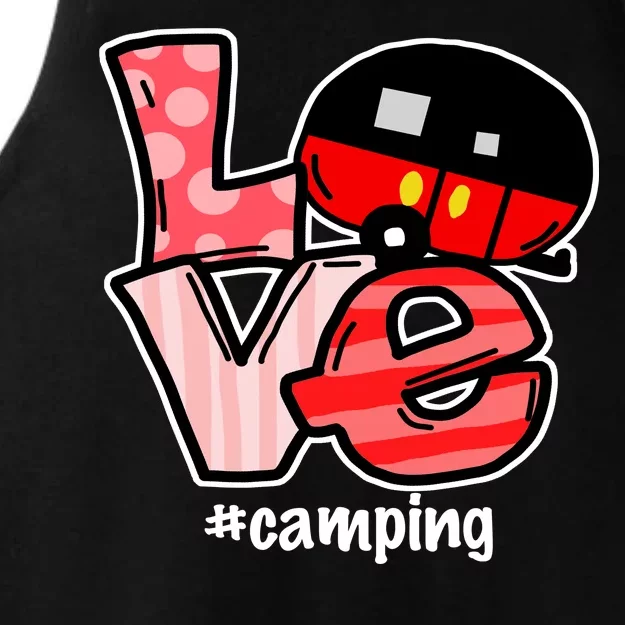 Love Camping Cartoon Ladies Tri-Blend Wicking Tank