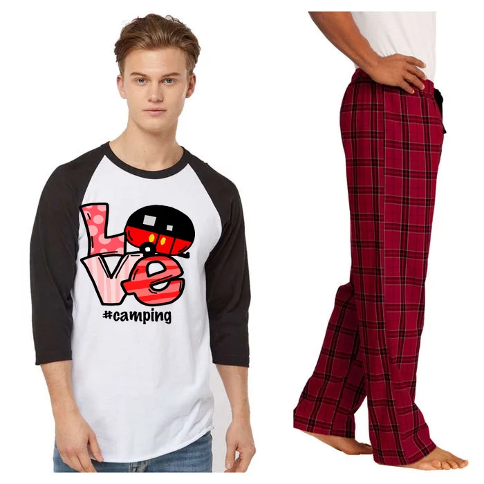 Love Camping Cartoon Raglan Sleeve Pajama Set