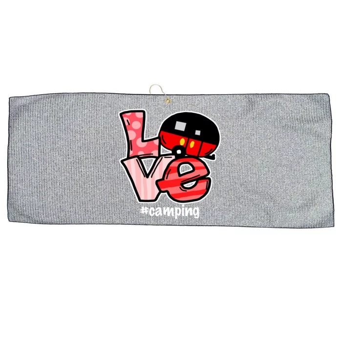 Love Camping Cartoon Large Microfiber Waffle Golf Towel