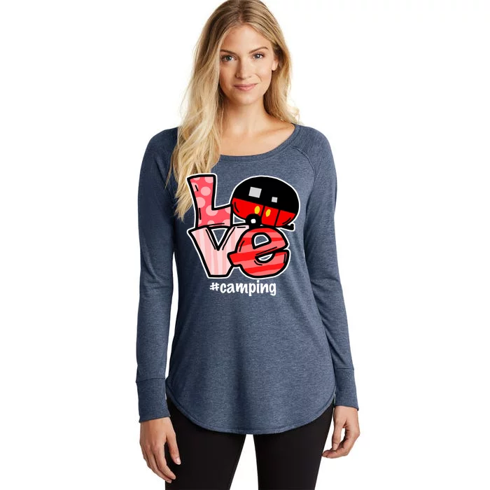 Love Camping Cartoon Women's Perfect Tri Tunic Long Sleeve Shirt