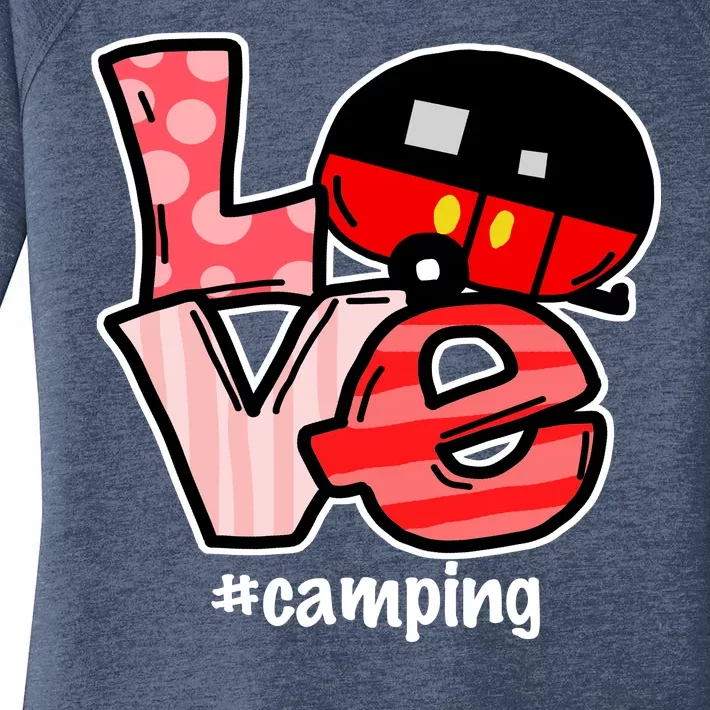 Love Camping Cartoon Women's Perfect Tri Tunic Long Sleeve Shirt