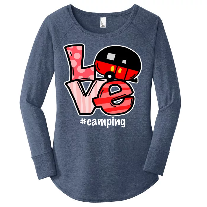 Love Camping Cartoon Women's Perfect Tri Tunic Long Sleeve Shirt