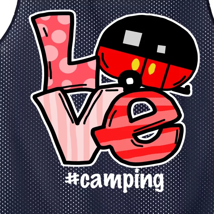 Love Camping Cartoon Mesh Reversible Basketball Jersey Tank