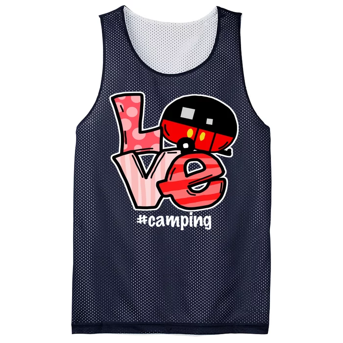 Love Camping Cartoon Mesh Reversible Basketball Jersey Tank