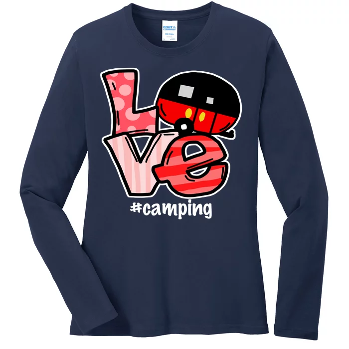 Love Camping Cartoon Ladies Long Sleeve Shirt