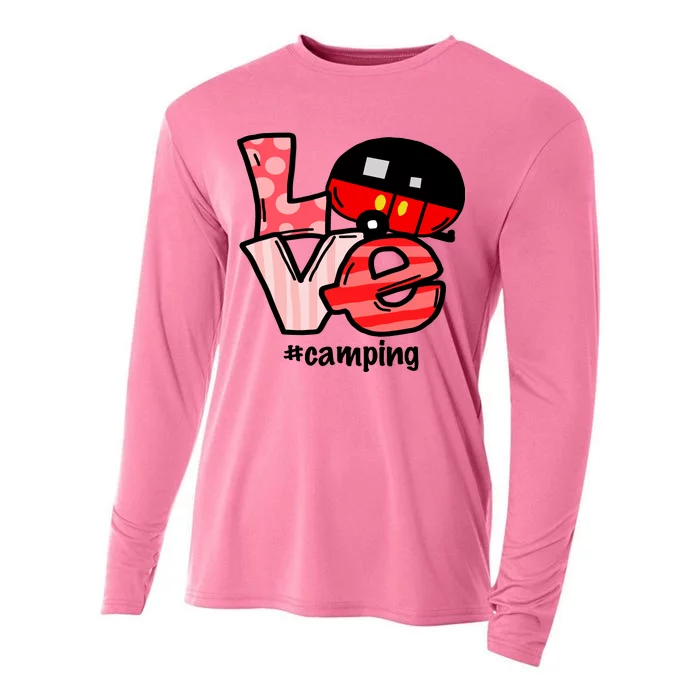 Love Camping Cartoon Cooling Performance Long Sleeve Crew