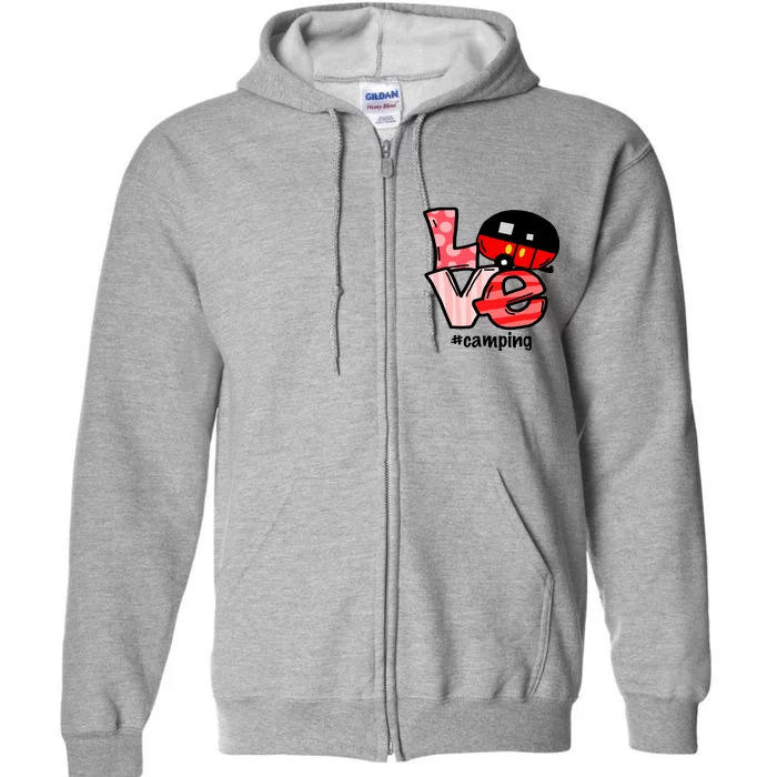 Love Camping Cartoon Full Zip Hoodie