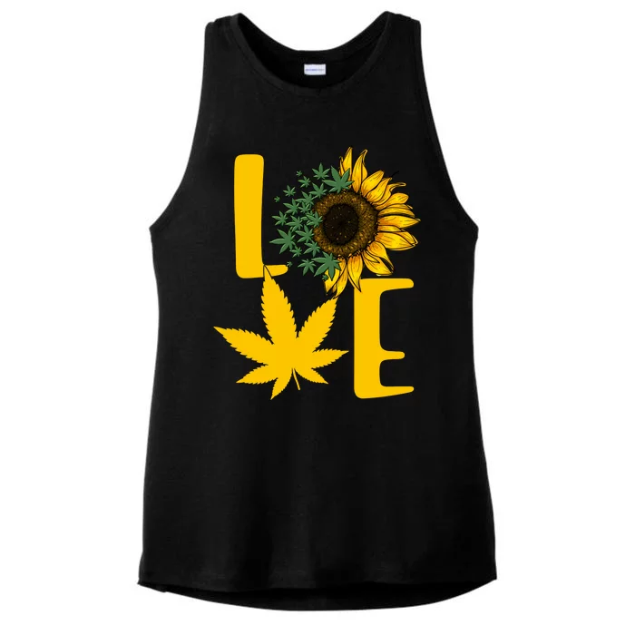 Love Cannabis Sunflower Ladies Tri-Blend Wicking Tank