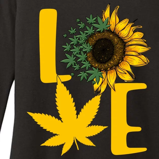 Love Cannabis Sunflower Womens CVC Long Sleeve Shirt