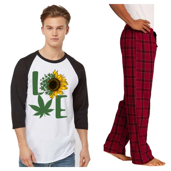 Love Cannabis Sunflower Raglan Sleeve Pajama Set