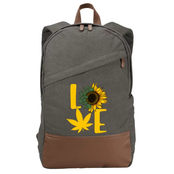 Love Cannabis Sunflower Cotton Canvas Backpack