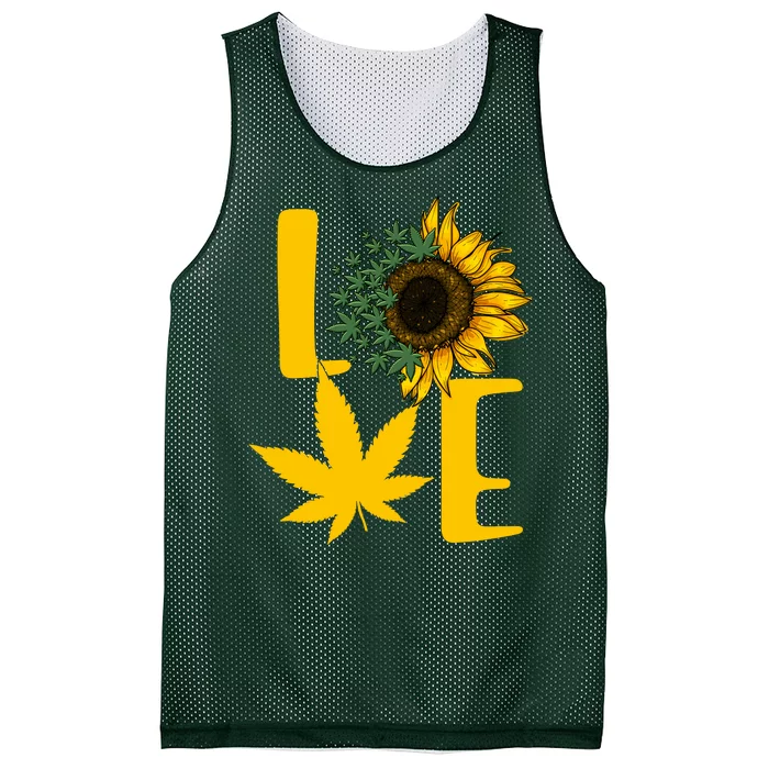 Love Cannabis Sunflower Mesh Reversible Basketball Jersey Tank