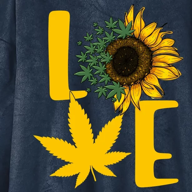 Love Cannabis Sunflower Hooded Wearable Blanket