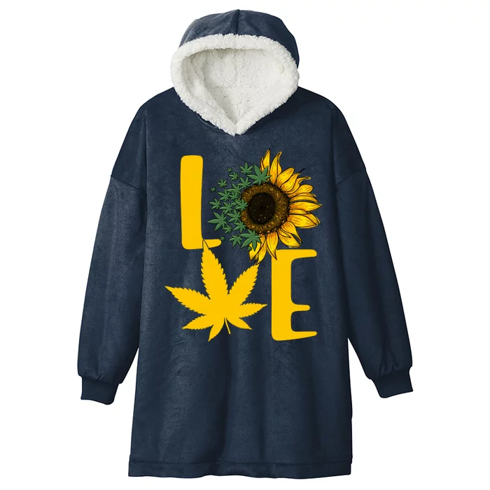 Love Cannabis Sunflower Hooded Wearable Blanket