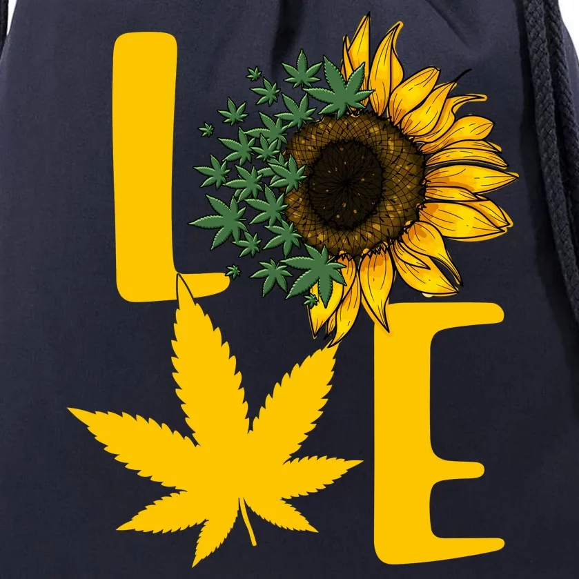 Love Cannabis Sunflower Drawstring Bag