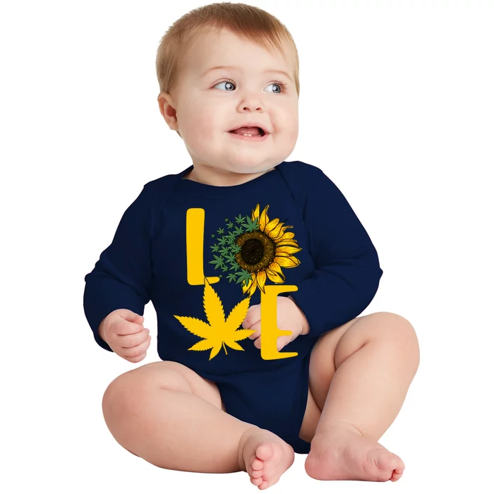 Love Cannabis Sunflower Baby Long Sleeve Bodysuit