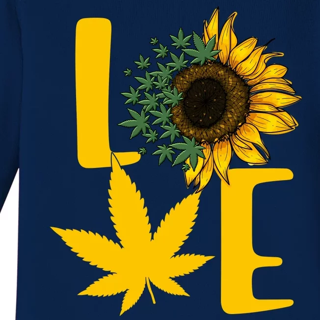 Love Cannabis Sunflower Baby Long Sleeve Bodysuit