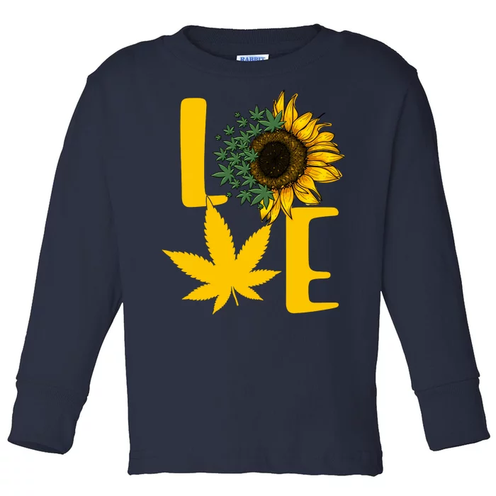 Love Cannabis Sunflower Toddler Long Sleeve Shirt