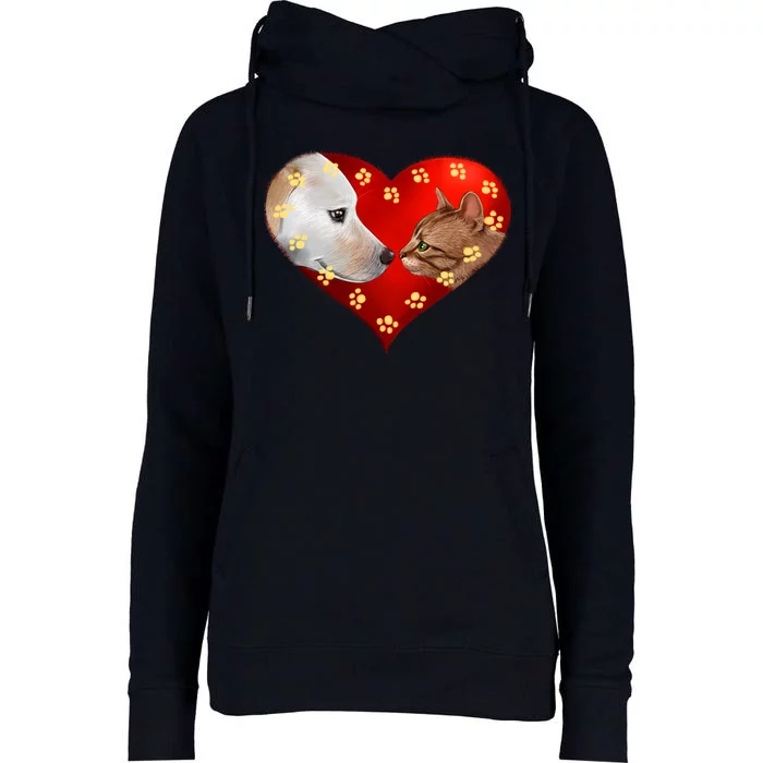 Love Cats and Dogs Womens Funnel Neck Pullover Hood