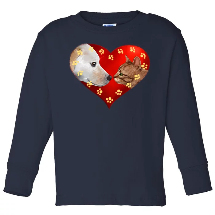 Love Cats and Dogs Toddler Long Sleeve Shirt