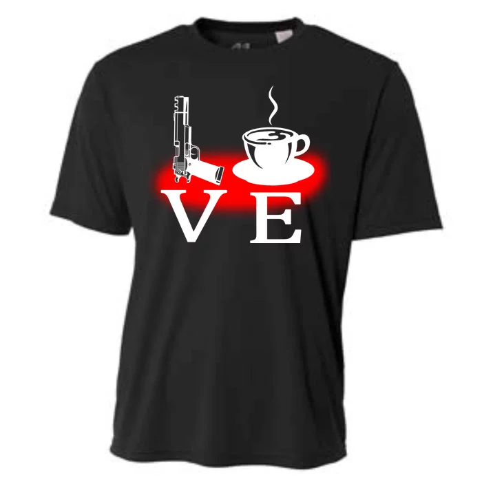 Love Coffee And Guns Cooling Performance Crew T-Shirt