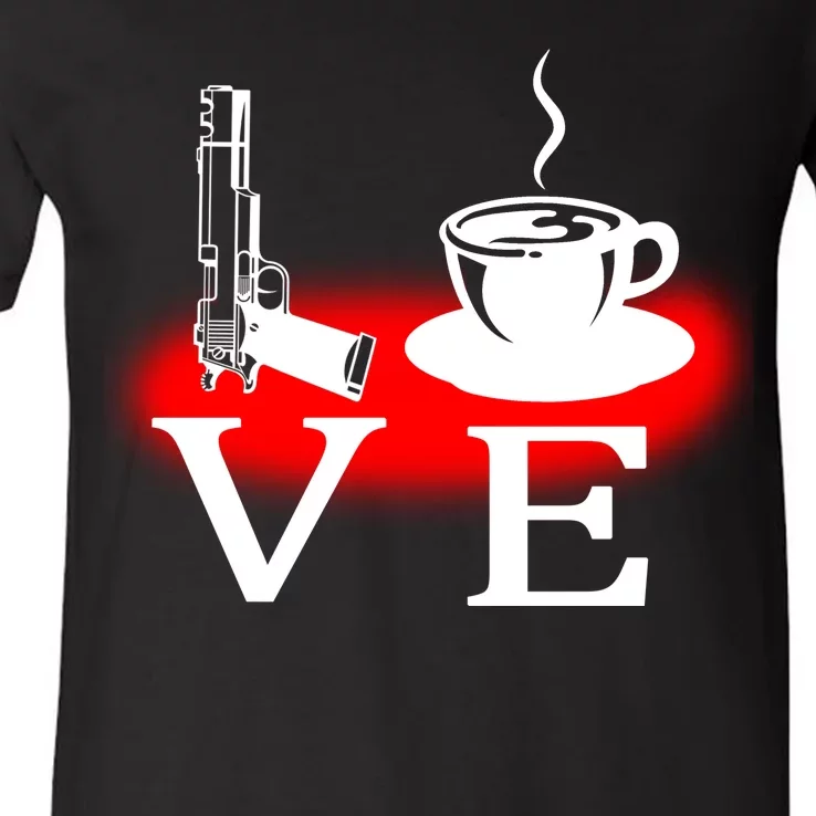 Love Coffee And Guns V-Neck T-Shirt