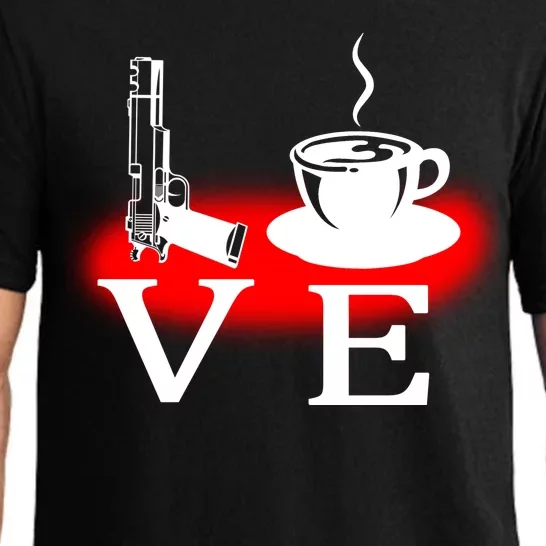 Love Coffee And Guns Pajama Set