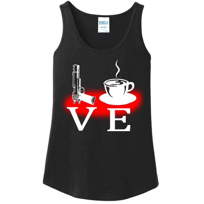 Love Coffee And Guns Ladies Essential Tank