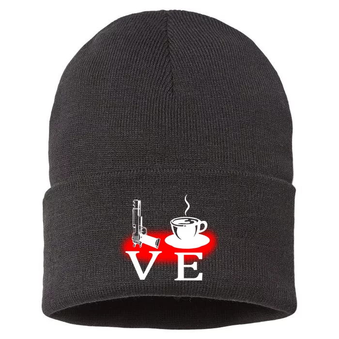 Love Coffee And Guns Sustainable Knit Beanie