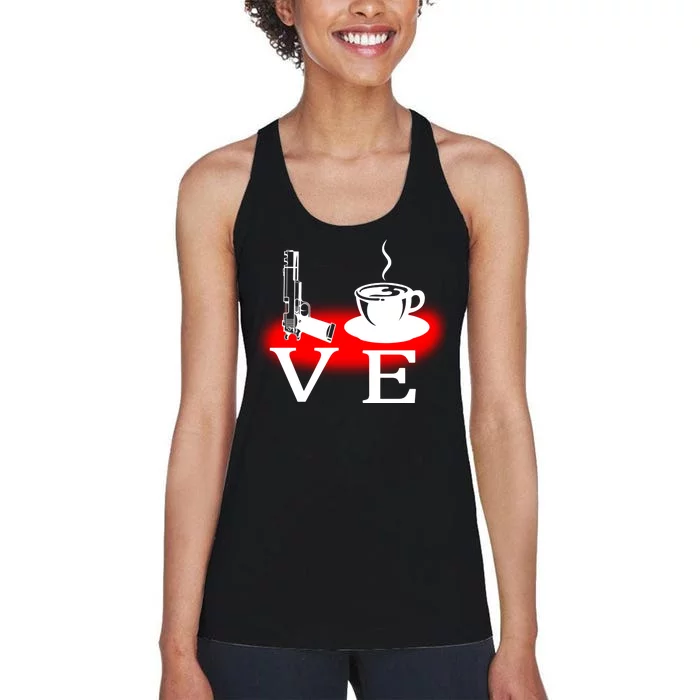 Love Coffee And Guns Women's Racerback Tank